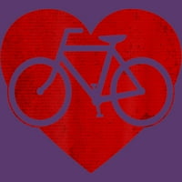 Dan valentina Bicikl u srcu muški ljubičasti grafički tee - Dizajn ljudi L
