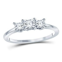 14kt bijela zlatna princeza dijamant 3-kameni svadbeni vjenčani prsten za vjenčanje CTTW