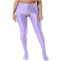 Yizyif ženske sjajne pantyhose čarape sjajne naftne zupce na ulju, rublje Light Light Purple M