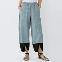 Žene Ležerne prilike pamučne posteljine čvrsti patchwork neregularne hlače sa širokim nogama Dressy