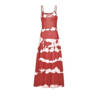 Ljetne haljine za ženske prugaste dugačke a-line modne zabave okrugle dekoltene haljine crvena 4xl