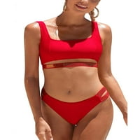 ATTCO Women Bikini Set Sporty Solid Boja kupaći kostim izdubljeni kupaći kostim