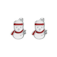 Naušnice za majku SREVERLICE Srebrni Božićni naušnice Snowman Minđuše jednostavne i svježe dizajnere