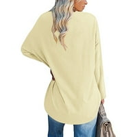 Cuhas Bluze za žene jesen i zimska majica Modni labavi solid u boji Saody Drop na ramenu V-izrez Žene