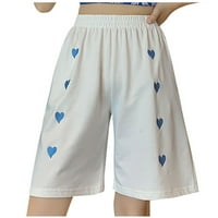 Hlače za žene Dressy Ljetni modni casual džepovi za vez srca Dame Labavi kratke hlače bijeli XL