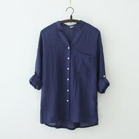 Floleo Trendy ženske vrhove plus size Majica Labavi bluza Čišćenje punog pamučnog i posteljine majica