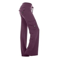 Teretne pantalone Lagane planinarske hlače Borbene hlače sa džepovima Active Baggy Y2K Streetwear Work Out Stretch Stretch Struk dugme Pocket Yoga Teretana Loose hlače Purple XXL