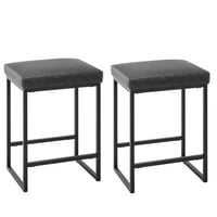 FOREDO metalni brojač stolica set od 2, moderna tapecirana stolica s nogom i PU kožom, counter stolica s gustim jastukom za kuhinjski kafić, crni