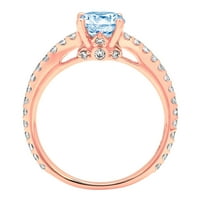 1.51ct okrugli rez plavi prirodni nebo plavi topaz 14k ružičasti ružičasti zlato graviranje izjava bridalna godišnjica Angažovanje vjenčanog prstena veličine 4,5