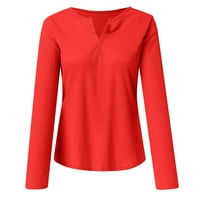Košulje za žene Trendi dugih rukava V-pulover Top solidne boje ženske majice