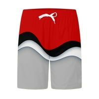 Lilgiuy muške kratke hlače elastični struk 3D ispisane prugaste ukrašene kratke hlače plaža kratke hlače