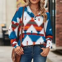 Slatke dukseve za žensku modnu ženu dugih rukava majica Geometrija grafički džepovi s kapuljačom bluza