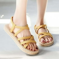 Ljetne ravne sandale Žene Mother Day Pokloni imitacija imitacija slame Espadrille Yellow 3