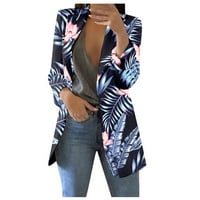 Ženska casual moda Print rever s dugim rukavima Slim Fit Mali jakna s tamnoplavim