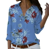 T majice za žene Women plus veličina labavog ispisa V-izrez za ispis bluza pulover majica na majici