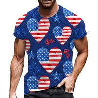 CLLIOS 4. srpnja Košulje Muške patriotske američke zastave Print ties Atletic Crew izrez Top Streetwear