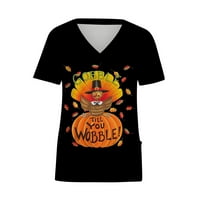 Tarmeek Halloween majica za žene Halloween kostim v izrez kratki rukav dva prednja džepa bluza