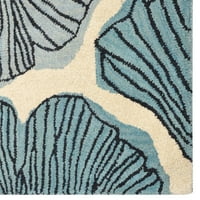 Rugsotički tepisi ručno srušeno, cvjetna prostirka vunene vune, krema, plava, 8'x10 '