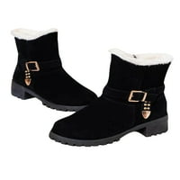 Ymiytan Fashion Winter Snow Boots Fau Fur Warm Mid Calf čizme Chunky Heels Jesen Zimske cipele Crna