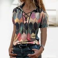 Amousa Women Fashion Print V-izrez Loose Short Sleevel Sleeve pulover bluza The Thirts Majice za žene