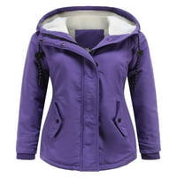 Paille ženska odjeća zadebljana plišana kaput dugih rukava kapuljača Ležerne prilike violet xl