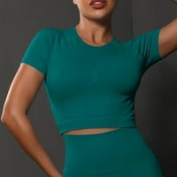 Ženske vrhove Crew vrat Žene Tuničke modne pune ljetne kratke majice Tunnic TEE Green S
