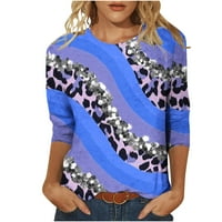 Ženske šarene vrhove Relaxd Fit Thirts Leopard Color Block bluza Crewneck Tees Classic Basic Shirts