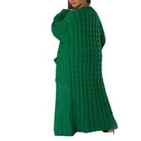 Seyurigaoka Žene Moda Wild Cardigan Solid Color Open Prednji džemper dugih rukava Jakna jesen zima labav