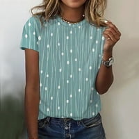 Košulje za žene Trendy dnevna boja i luk print o vrat rezervoar na vrhu kratkih rukava Raspravljajte