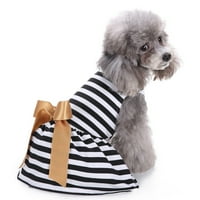 Ljetna haljina za pse za kućne ljubimce Crno-bijele pruge za kućne ljubimce Elegantna bowknot bez rukava s rukavima