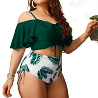 Womens plus bikini setovi biljke boho kravata bežična grudnjaka 1xl