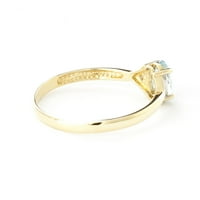 0. Carat 14K čvrsti zlatni Aquamarine dragušni dijamantni prsten