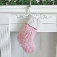 Sretan datum ružičaste ljupke božićne čarape ugodne fau krzno božićne čarape Veliki dekor viseći ukras