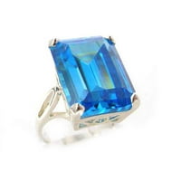 Sterling Silver ženski veliki pasijans plavi kubični cirkonijski zrkonijski prsten - veličina 7. - Veličine