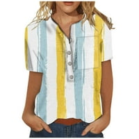 Žene ljetne vrhove Trendy V izrez udobne majice Henley T majice za žene kratki rukav bluze vrhovi dressy
