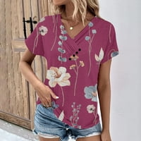 HFYIHGF Smanjite bluze za žene casual seksi trendy Western V izrez cvjetni print Thirts Spring Modna