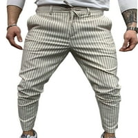Muški ležerne pruge čipke up hlače Poslovne formalne tanke pantalone