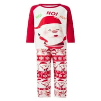 Usklađivanje božićnih obiteljskih pidžama, dugih rukava okrugli vrat Santa Claus tiskani vrhovi + elastične