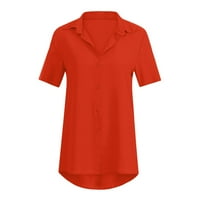 PJTEWAWE Majice za žene Moda Ženska majica Office Ladies Plain ogrlica s kratkim rukavom Bluza s kratkim