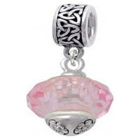 Ružičasti stakleni stakleni spinner - keltski čvor šarm perla