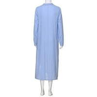 Ženska V-izrez Maxi Fashion Maxi Solid Ljetna haljina s dugim rukavima plava m