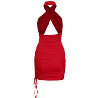 Ženska haljina mini mini casual solid halter ljetna haljina bijela s