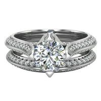 1. CT nož ivica Pavé set Diamond Wedding prsten sa bendom 18k bijelo zlato