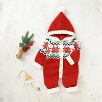 Koaiezne Boy Girl Božićni sniježni pleteni džemper za bebe s kapuljačom za bebe s kapuljačom ROMPER