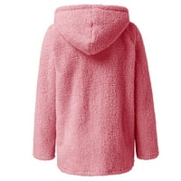 Skladište prodaje klirence modne žene topli dugi rukav ležerni kaput sa kapuljačom sa zatvaračem Pink