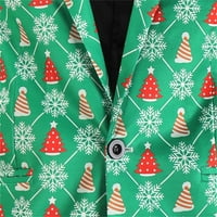 Leey-World Blazers za muškarce Muški božićni modni božićni ispisani odijelo za kaput jakna Formalno