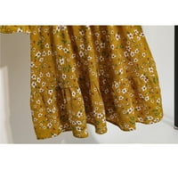 Žene cvjetne šifonske dugih rukava Ležerne prilike, Vintage Boho Maxi Haljina Slim Fit midi haljine