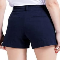 Karuedoo ženske ljetne udobne ravne kratke hlače visoko struk rastezljetne kratke hlače plus veličine sa džepovima