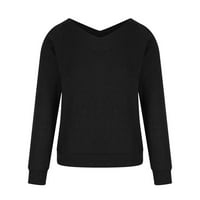 Floleo Trendy ženske vrhove plus veličine majica Labavi bluza modna casual solidna boja V-izrez dugi