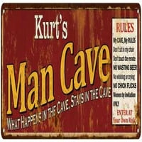 Kurt's Man Cave pravila crveni poklon metalni znak 108240004081